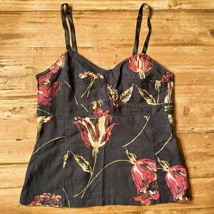 Dries Van Noten camisole blouse. Size small. Black floral print
